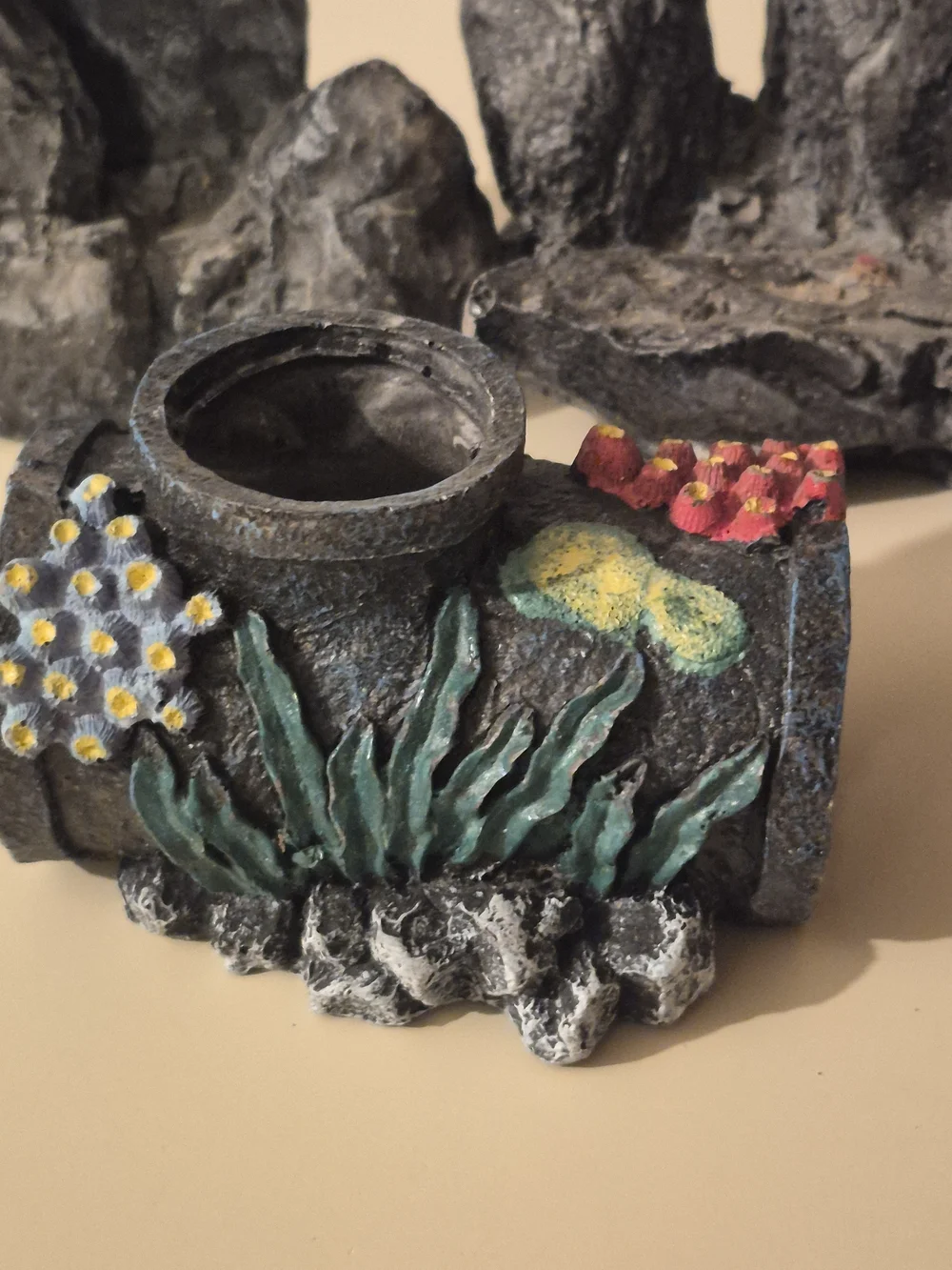 Decorative Black Rock and Coral Aquarium Ornament Set